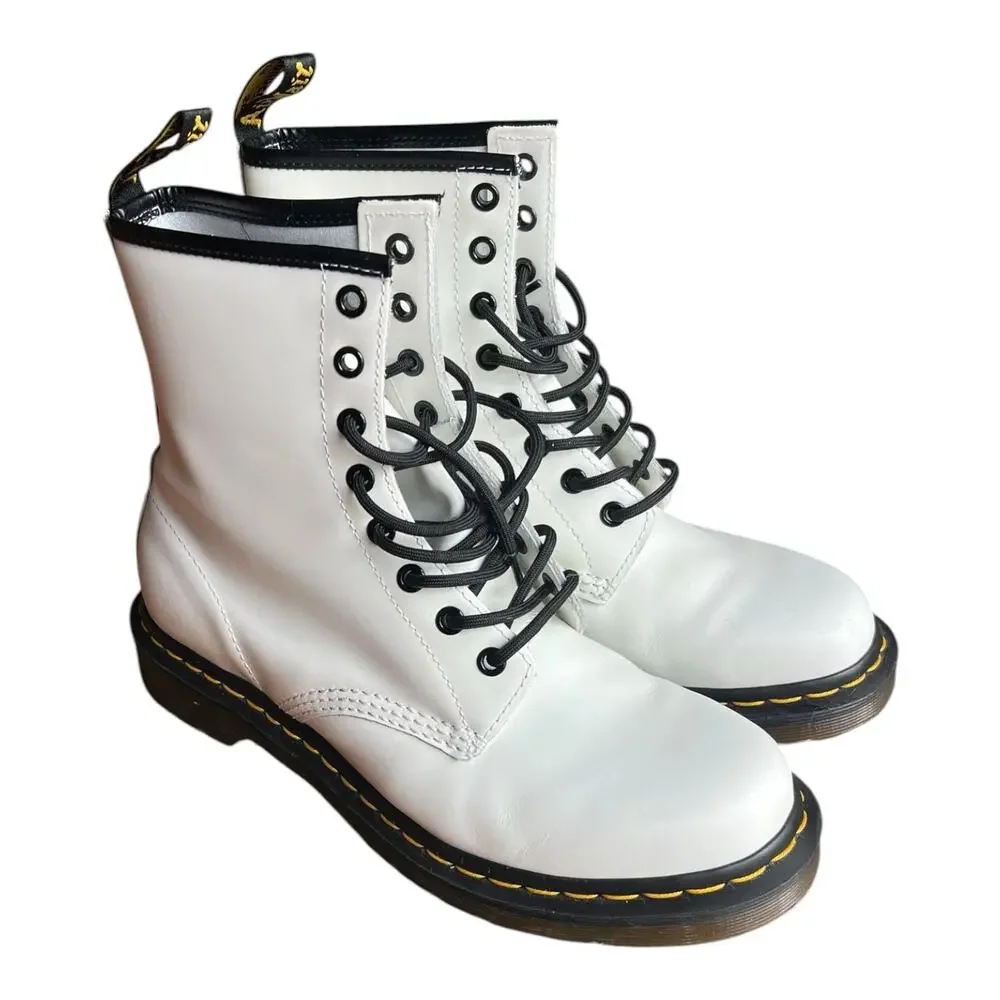 Doc Dr. Martens Boots Air Wair Bouncing Soles White Mens US 9/ EU 41 Combat NWOB